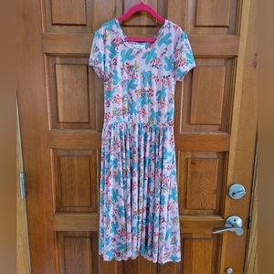 Dot Dot Smile Dress, Pink with cactus design, Size 11